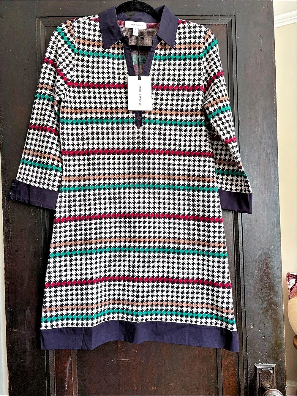 41 Hawthorn Houndstooth Midi Dress in Black & White Size Medium NWT